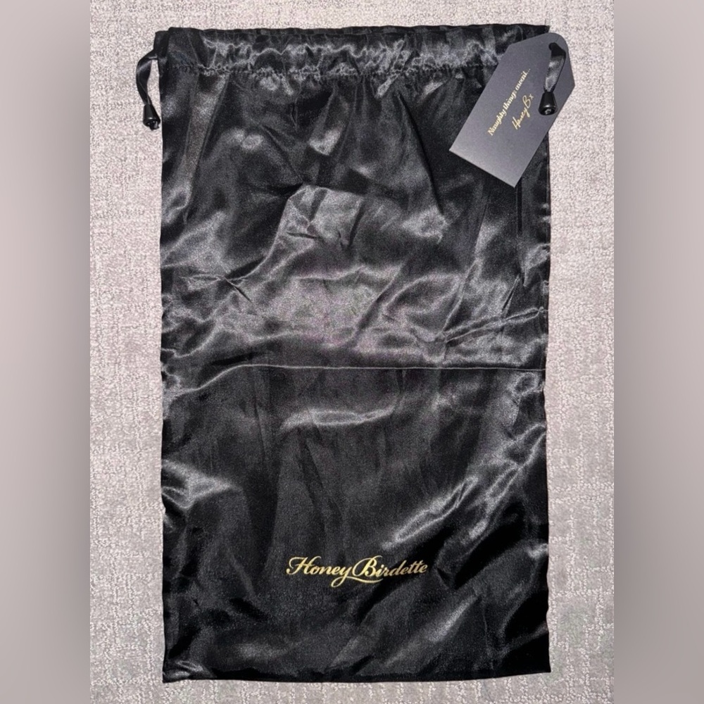 Honey Birdette Black Drawstring Lingerie Bag w/ Tag